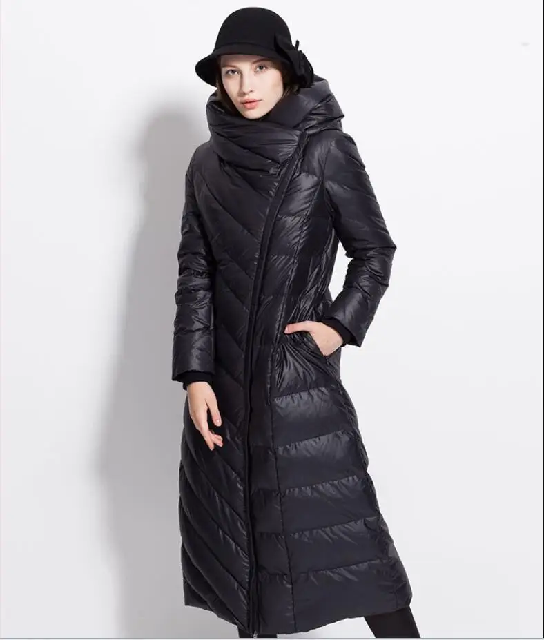 Женская одежда; непроницаемая длинная обувь; grande Tail manteau chapeau; grande Tail noir bleu foncte femme doudoune abrigo muje - Цвет: Черный