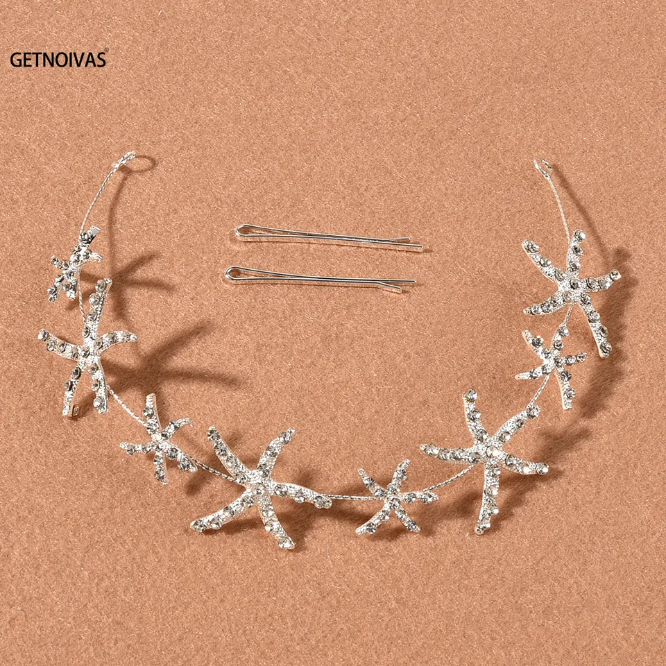 Starfish fascia morbida con 2 anelli per capelli in lega a forcina accessori per capelli con supporto per frangia per abbigliamento quotidiano e regali SL  36