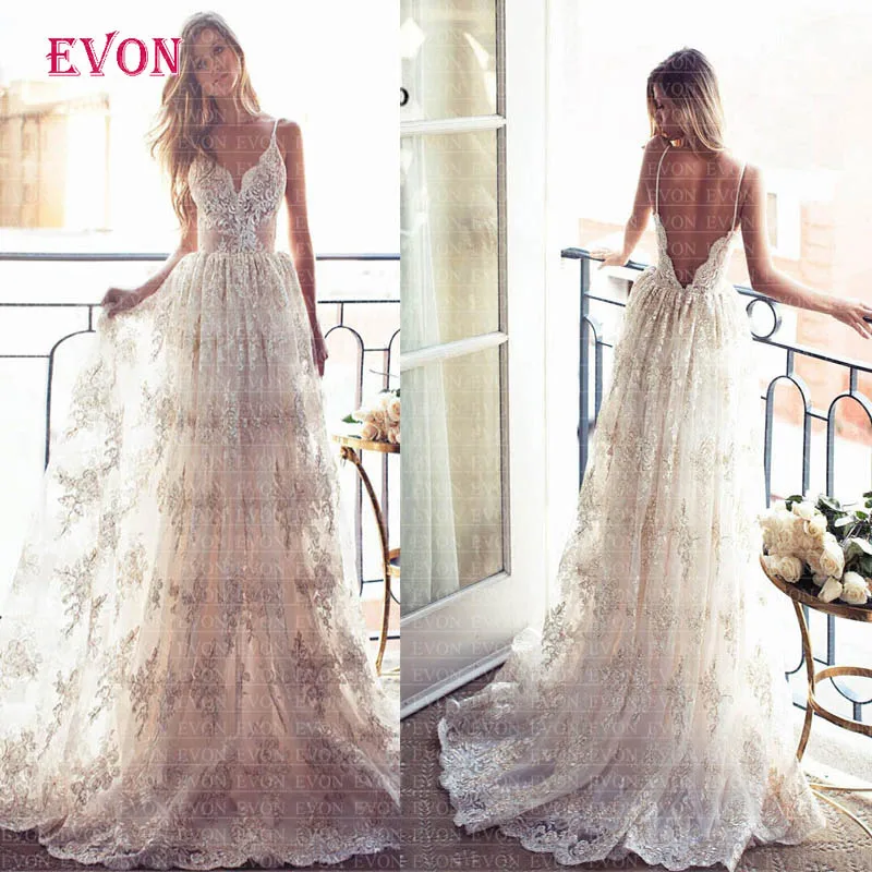 Tulle A Line Evening Dresses Sexy V Neck Spaghetti Straps Backless Formal Evening Party Dresses For Women Robe De Soiree