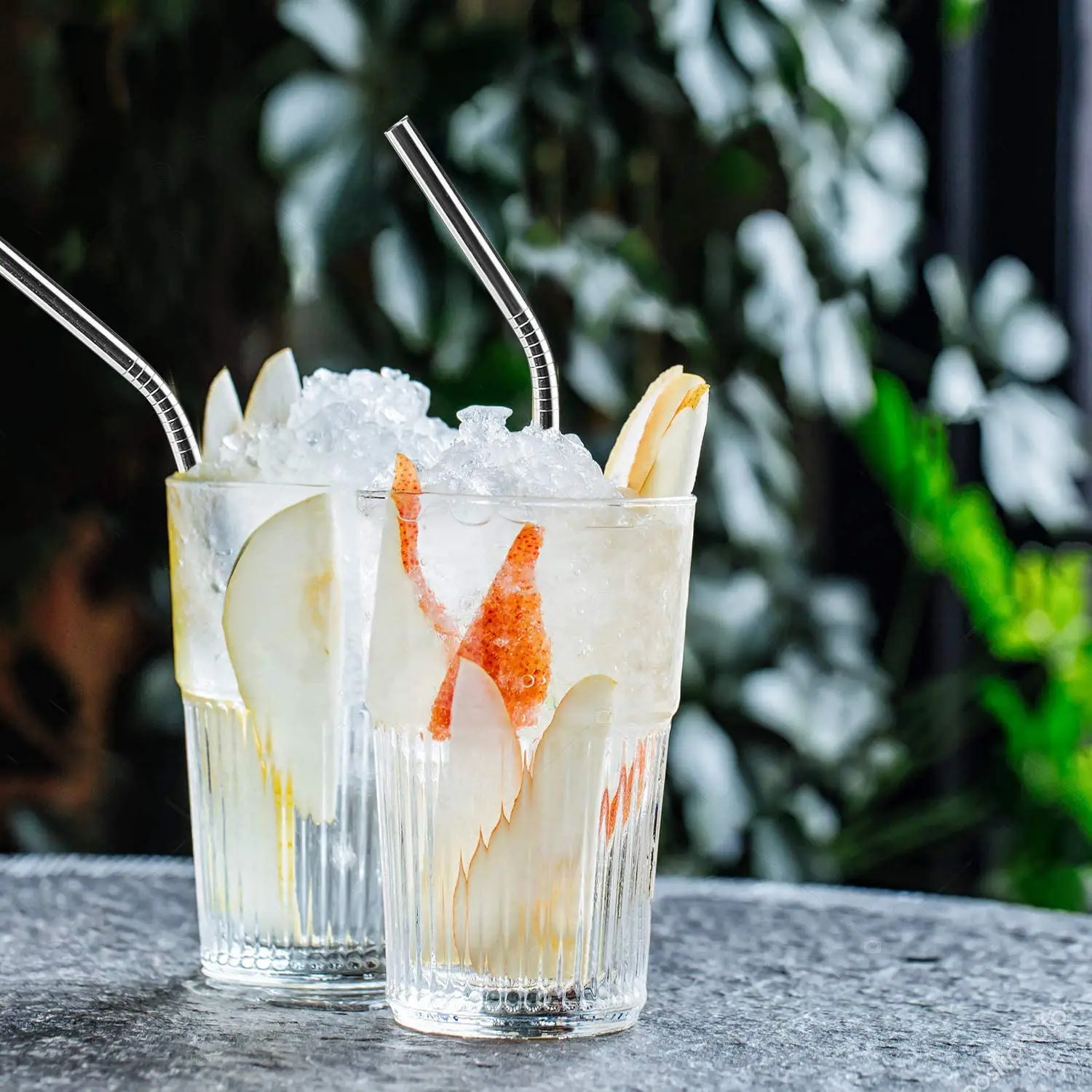 Reusable Metal Drinking Straws 304 Stainless Steel Straw Sturdy Bent Straight Boba Straw with Cleaning Brush Bar Party Accessory drinking straws metal straw set cocktail accessories straw cleaner brush