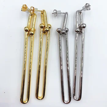 

1:1 925 sterling silver hot selling fashion long simple hypoallergenic earrings, Valentine's day gift for ladies jewelry