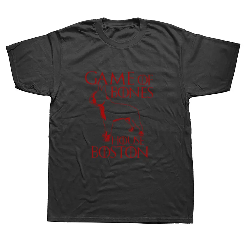 Стаффордширский бультерьер футболка игра костей дом Бостона короткий рукав хлопок Футболка мужская футболка для полных - Цвет: BLACK