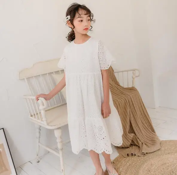 Платье для девочки-подростка весенние детские праздничные платья белое Открытое платье принцессы детской одежды