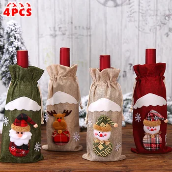 

Gift Bags Christmas Wine Bottle Bags 4 pcs Rustic Eco-friendly Useful Decoration