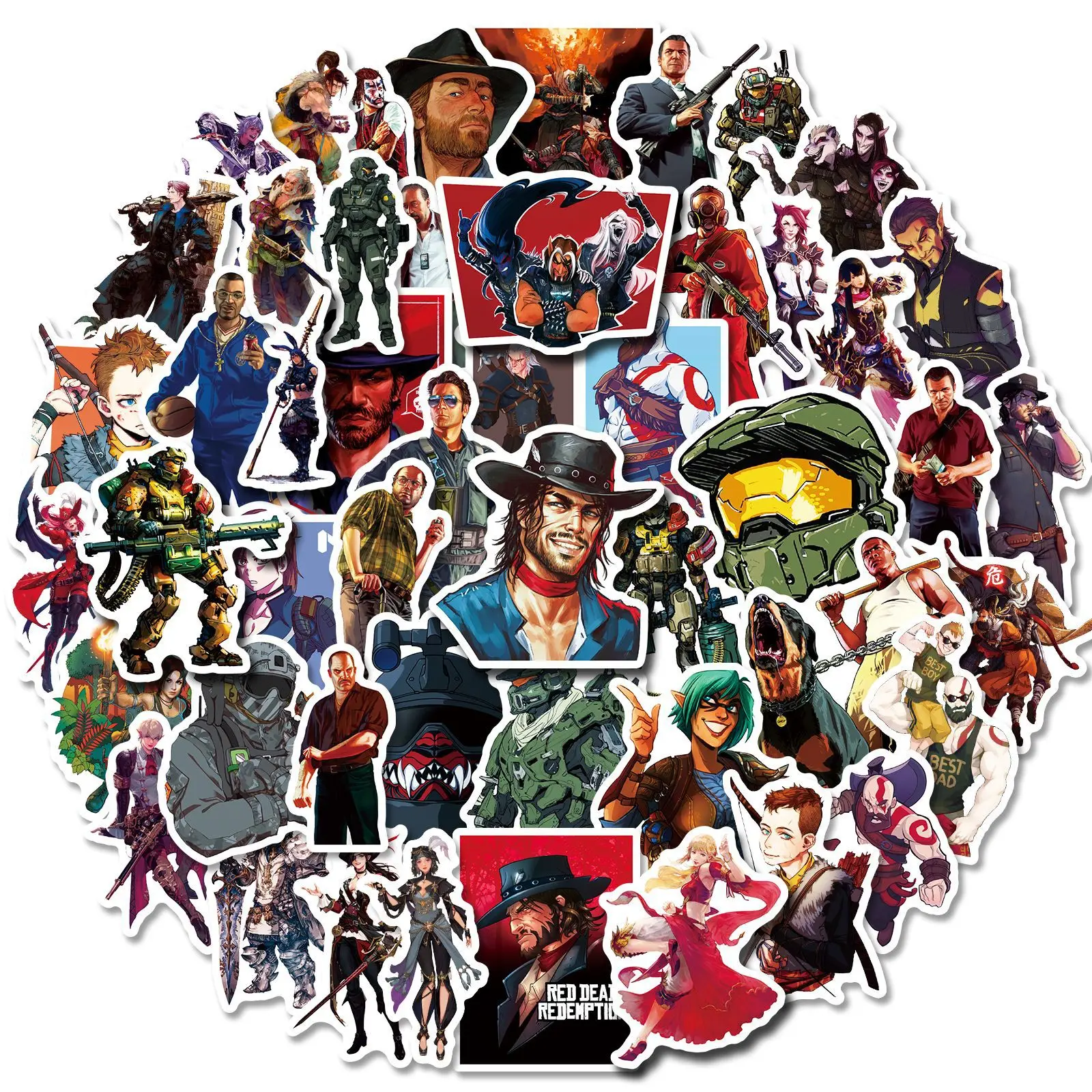 50PCS 게임 스티커 팩 레드 데드 리뎀션 노트북 전화 케이스 스케이트 보드 가방 방수 데칼 어린이 장난감