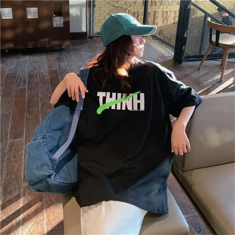 

Women's T-shirts Tops Japanese Kawaii Ladies Ulzzang Loose Lazy Letter Print Tshirt Female Korean Harajuku Clothes For Women