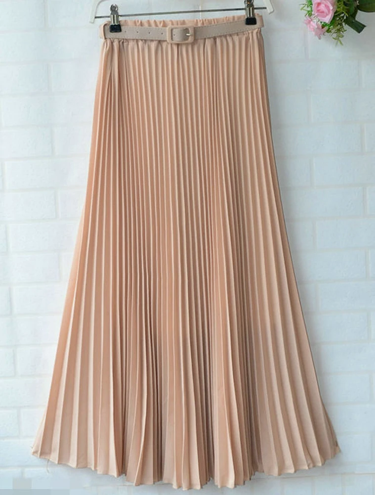 Модная женская Повседневная шифоновая плиссированная двухслойная длинная юбка макси в стиле ретро эластичная резинка на талии Лидер продаж