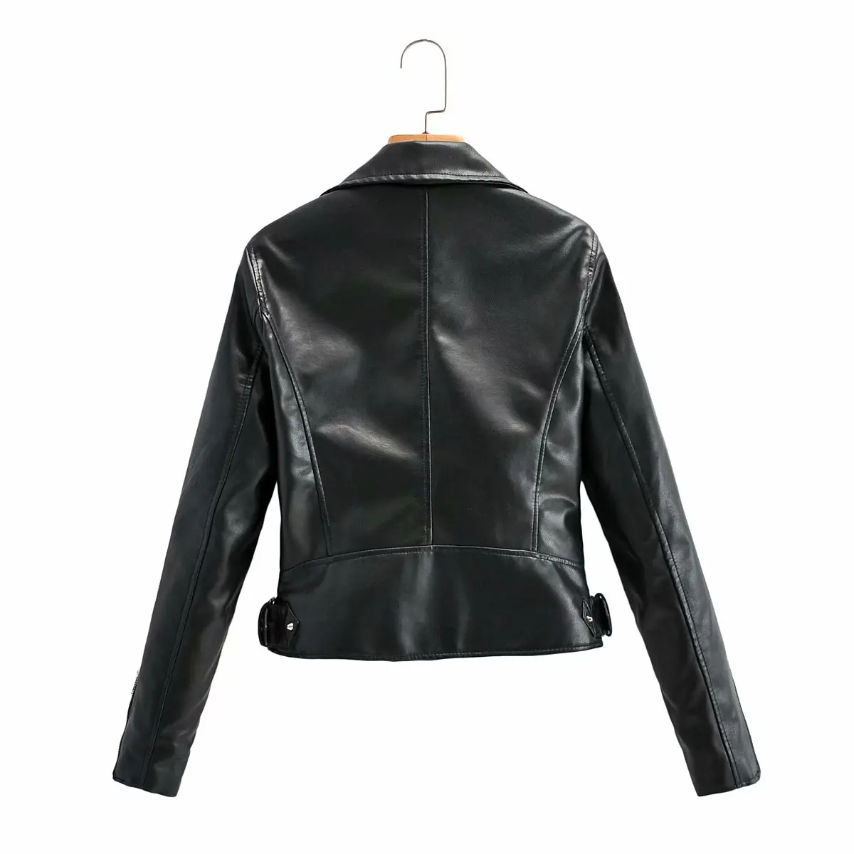 New Women Spring Autumn Black Faux Leather Jackets Zipper Basic Coat Turn-down Collar Motor Biker Jacket Soft Leather Jackets PU