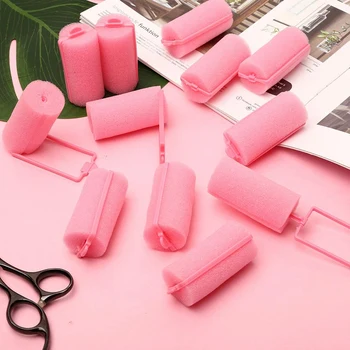 

NEW-12Pcs dark pink Hair Styling Soft Foam Sponge Rollers Curlers Hairdressing Tool