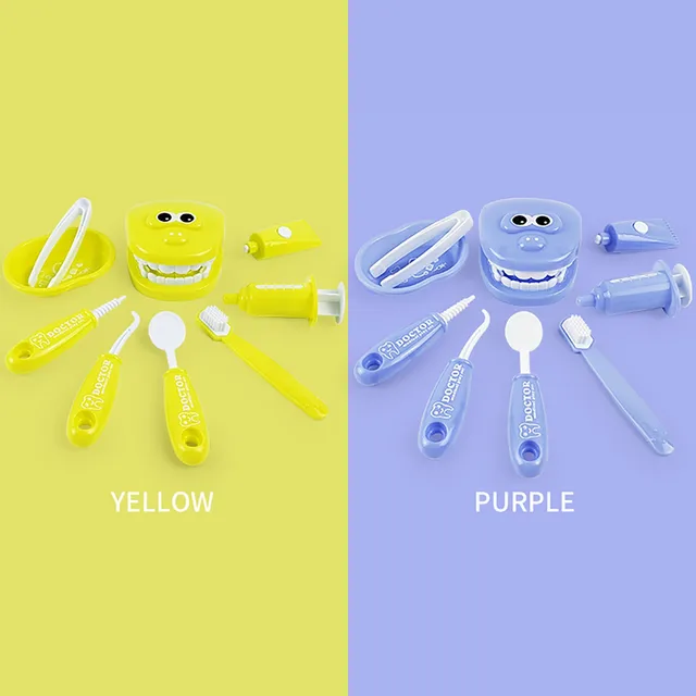 9Pcs/set Brushing Practice Kids Pretend Play Toy Dentist Check Teeth Model For Doctors Role Play juegos educativos para niños 6