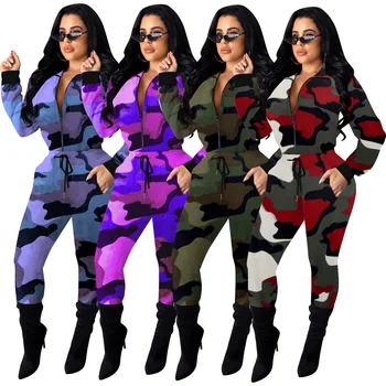 

Autumn Winter Women Two Piece Set Top and Pants Plus Size Tracksuit Sweatsuit Outfit Fashion Camouflage Print Pockets Outfits