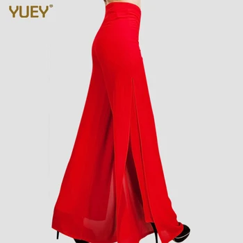 

Ladies Fashion Pants Straight Full Length Womens Wide Leg High Waist Side Split Chiffon Pants Summer Thin Trousers Plus Size 6XL