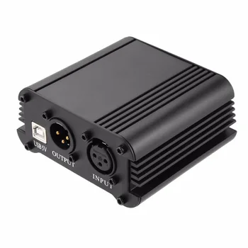 

48V 1-Channel Phantom Power Supply with One XLR Audio Cable for Condenser Microphone Studio Music Voice Recording Equipment