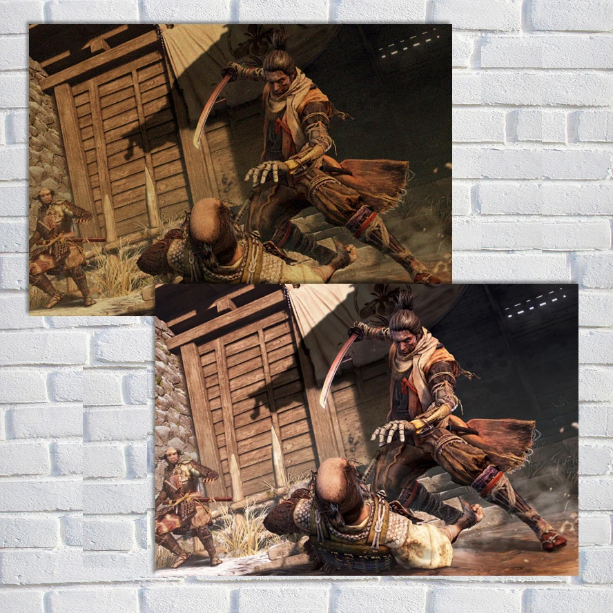 Sekiro Shadows Die Twice плакат видео игра Аниме японское Искусство Плакат белая крафт-бумага настенные картины плакаты и принты QT638 - Цвет: Серый