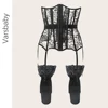 Varsbaby sexy 2pcs waist corsets +stockings slim shapewear waist trainer body shapers black S M L XL XXL ► Photo 1/6