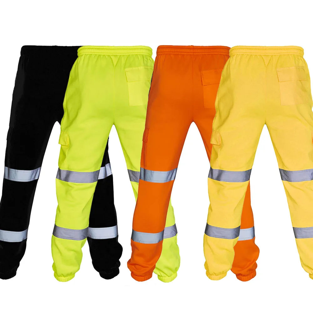 

2020 New Reflective Safety Warm Overalls High Visibility Men's casual Trousers Outdoor Road Work Cargo Pants Running Sport pants