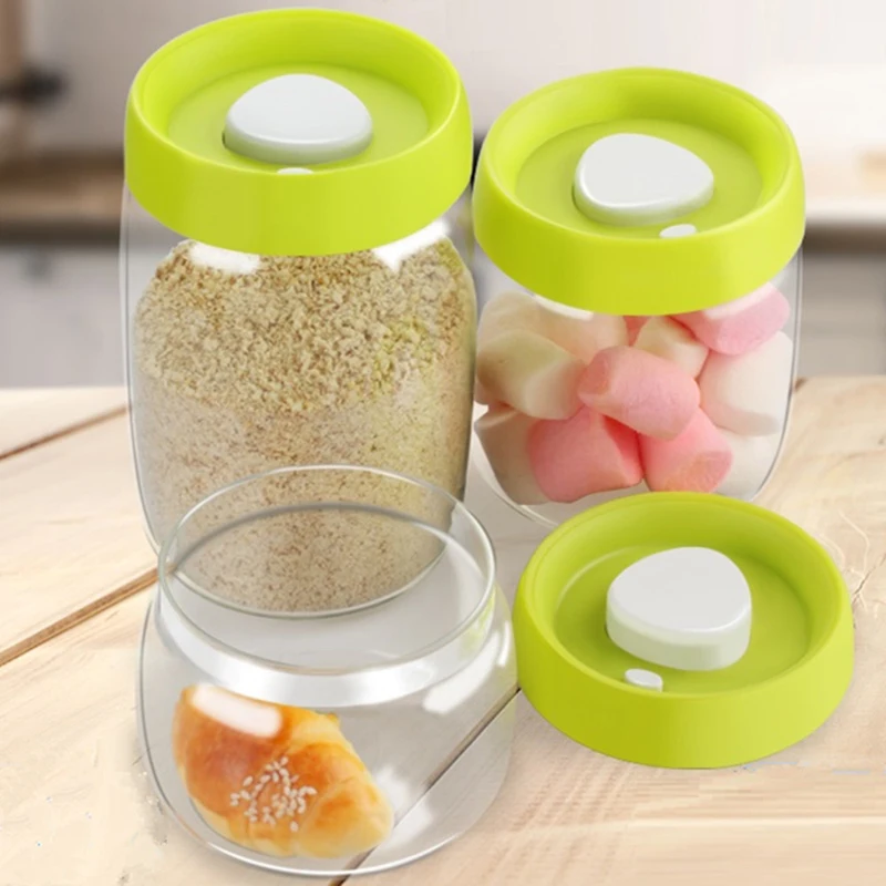 

Vacuum Food Container One-button Inner Pump Airtight Plastic Food Storage Vacuum Container Set Lunch Box Kitchen Jars