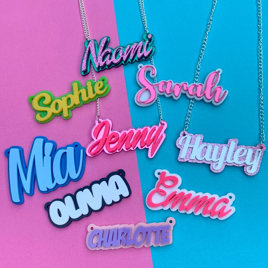 Custom Name Acrylic Necklace Personalized Acrylic Choker Pendant Jewelry For Women Baby Gifts