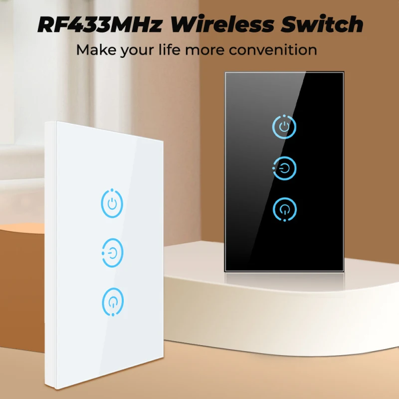 1pc New RF433 Remote Control Sticky Switch Wireless Wall Switch Touch 1