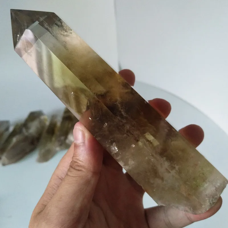 Каменный из натурального цитрина кристалл палочка точка кварц сырой камень обелиск рейки чакры камни и целебные кристаллы - Цвет: A17   395g  160mm