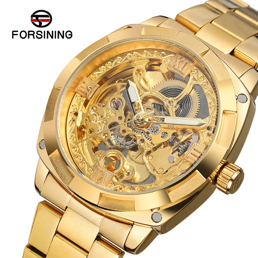 Watch Men Forsining Hollow Automatic Mechanical Watch Waterproof Leather Business Clock relogio montre homme horloges mannen 10X