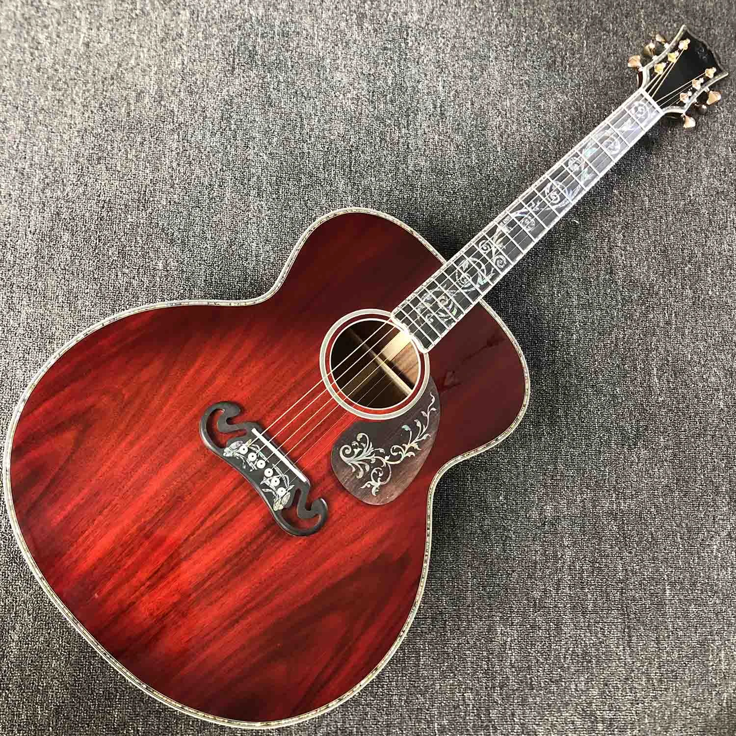 Custom Aa All Solid Koa Wood 43 Inch Design Jumbo Body Acoustic Guitar  Abalone Binding With Logo On Headstock Is Ok - Guitar - AliExpress