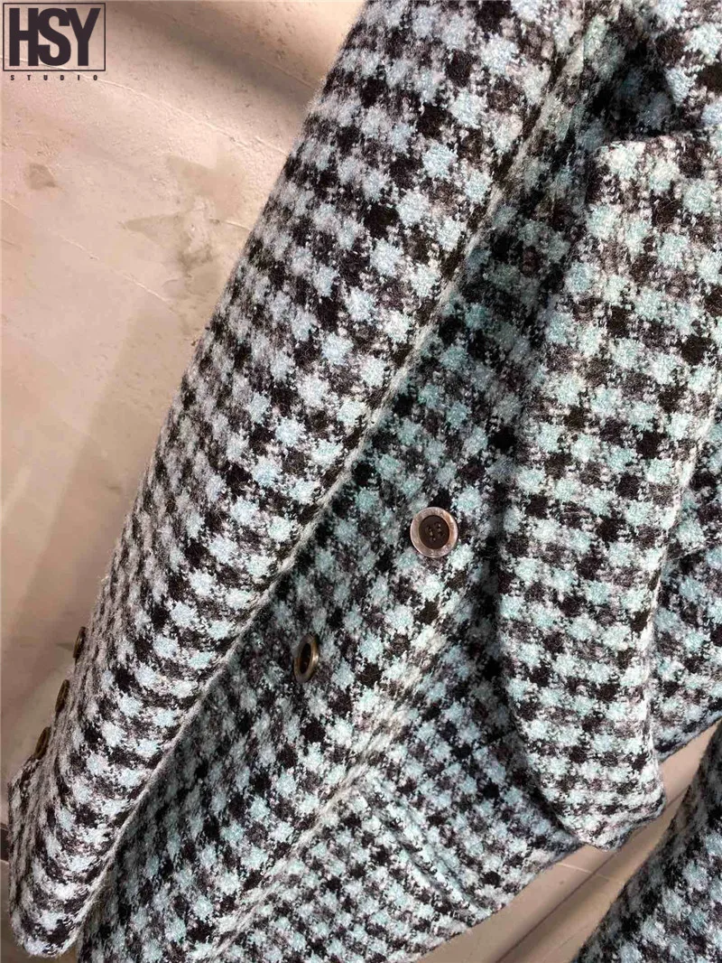 【HSY】2019 Осень Зима Новый женский костюм куртка Асимметричная обертка укладки