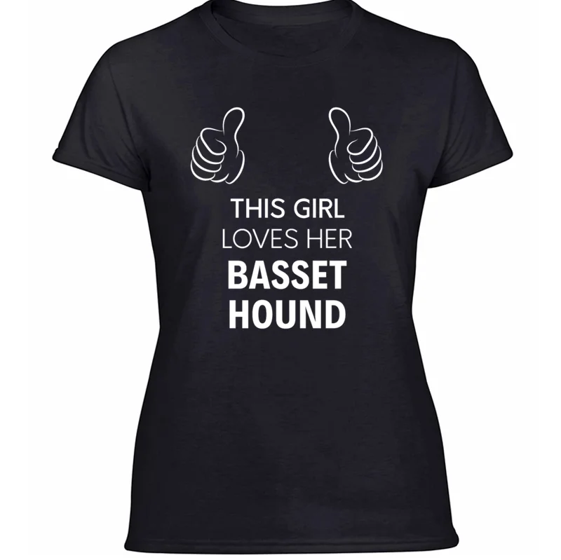 Настроить Юмор эта девушка любит ее Basset Hound футболка для мужчин женщин Kawaii мужские футболки комикс Awesome футболки