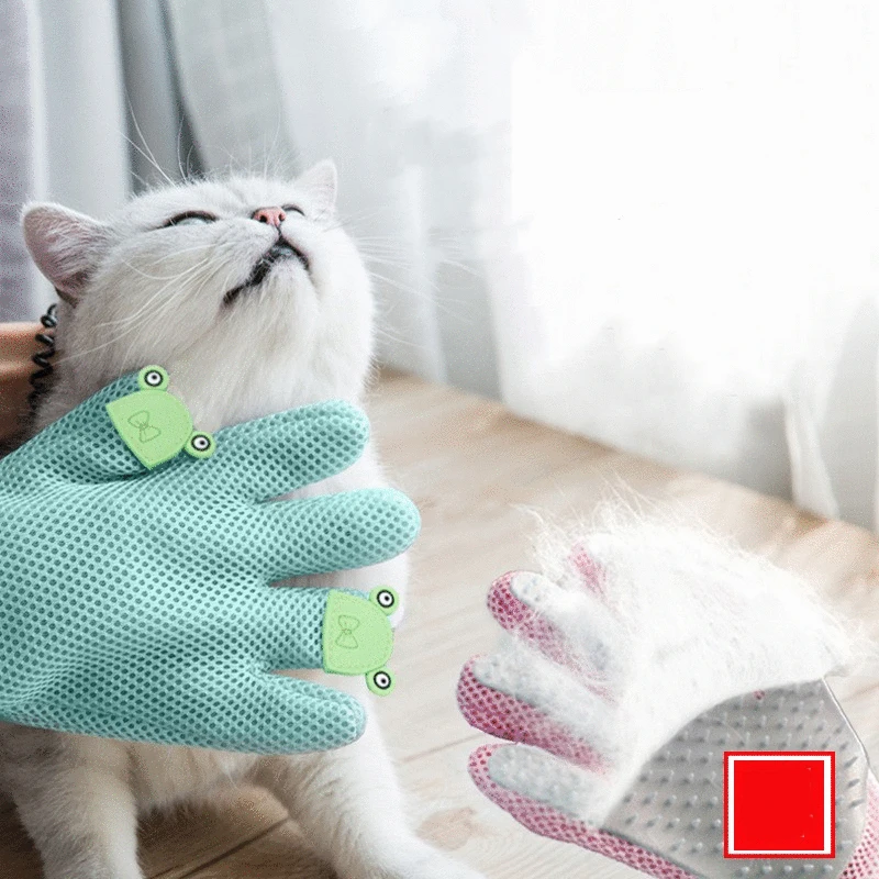 Cat Massager Dogs Grooming Glove Silicone Fabric Cats Brush Comb Shedding Hair Gloves Dogs Bath Cleaning Supplies Pet Combs 1pcs
