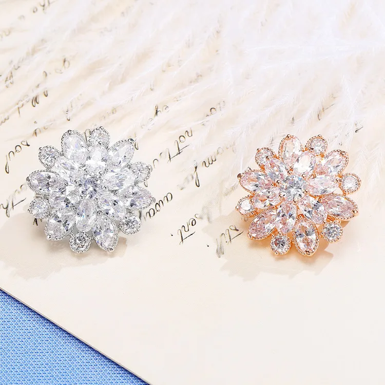 

Camellia Mini Brooch Cardigan Corsage Women's Graceful Pin Buckle Zircon Collar Pin Collar Button Accessories