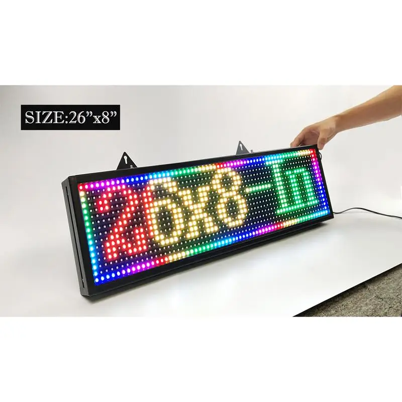 26x8 인치 LED 사인 P10 야외 풀 컬러 스크롤 디스플레이, 프로그래밍 가능한 텍스트 와이파이 LED 메시지 보드 스마트 폰 작동
