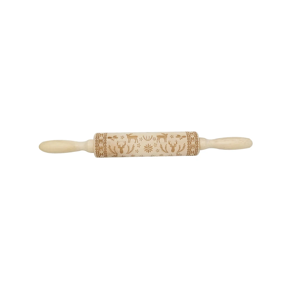 Popular Snowflake Laser Embossing Rolling Pin Printed Cookie Dough Stick Fondant Tool Baking Noodle Cake Dough Engraved Roller - Цвет: as picture