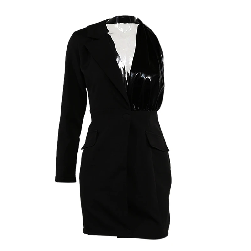 Женское платье, сексуальный Блейзер, жилет, куртка с одним плечом, рукав, офисный Женский Повседневный однотонный лаконичный костюм