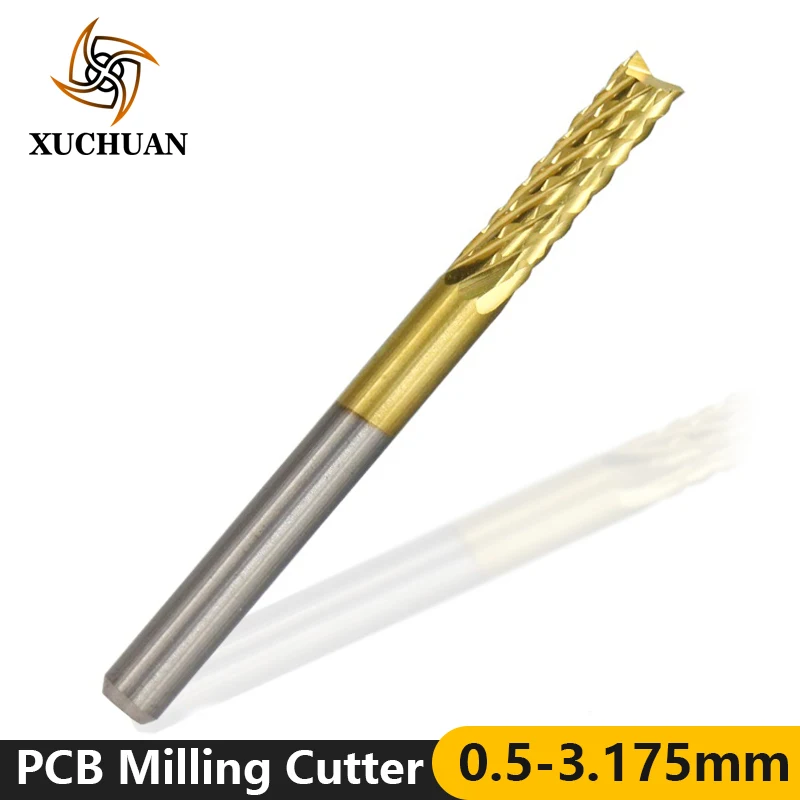 

1pc 3.175mm Shank Titanium Coated PCB Milling Cutter Carbide End Mill PCB Machine Engraving Bit Tools PCB Mill Bit 0.5-3.175mm