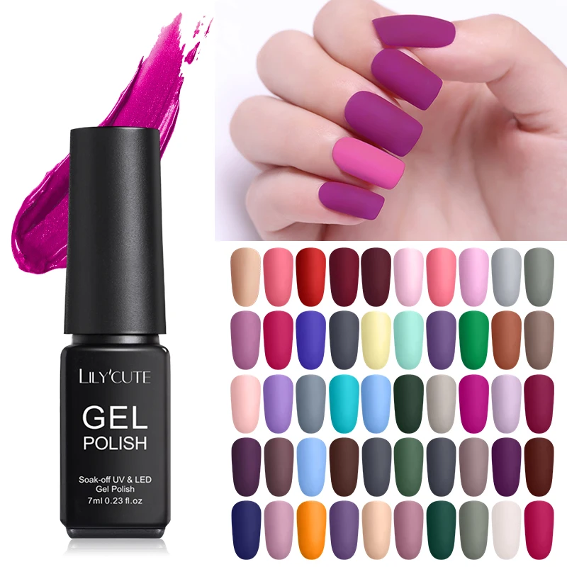 

LILYCUTE Matte UV Gel Nail Polish Matte Top Coat Color UV Gel Nail Art Varnish Hybrid Soak Off Gel Lacquer Manicur Gel Polish