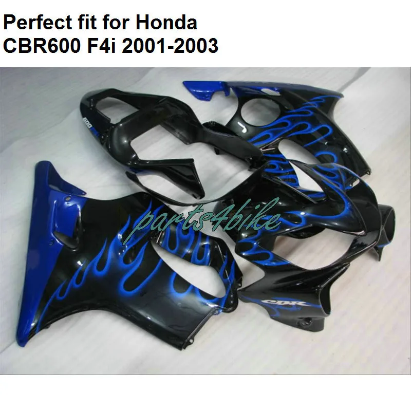 Литье под давлением обтекатель для Honda Синий Пламя Черный CBR 600 F4i 2001 2002 2003 обтекатели комплект CBR600F4i 01 02 03 BA56