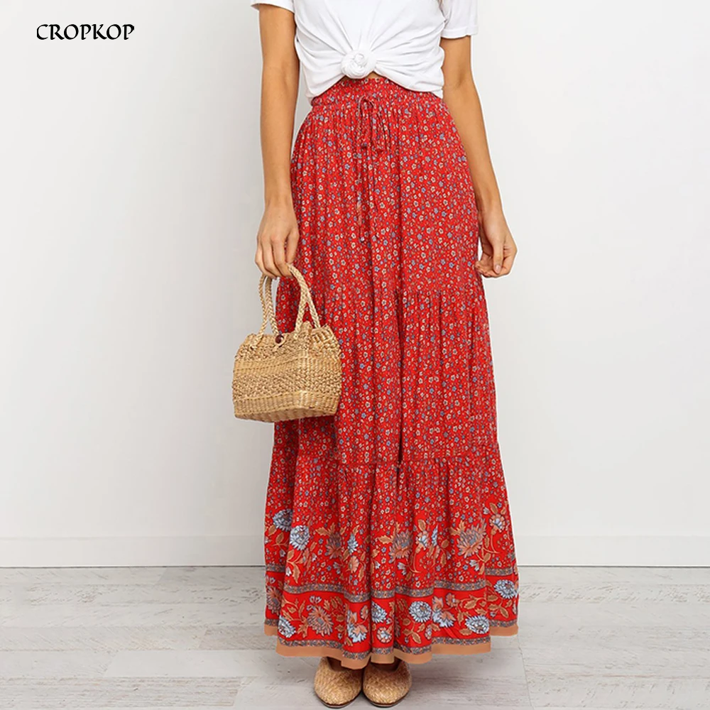 faldas largas mujer verano 2021 ropa de mujer falda roja Falda larga mujer y2k skirt