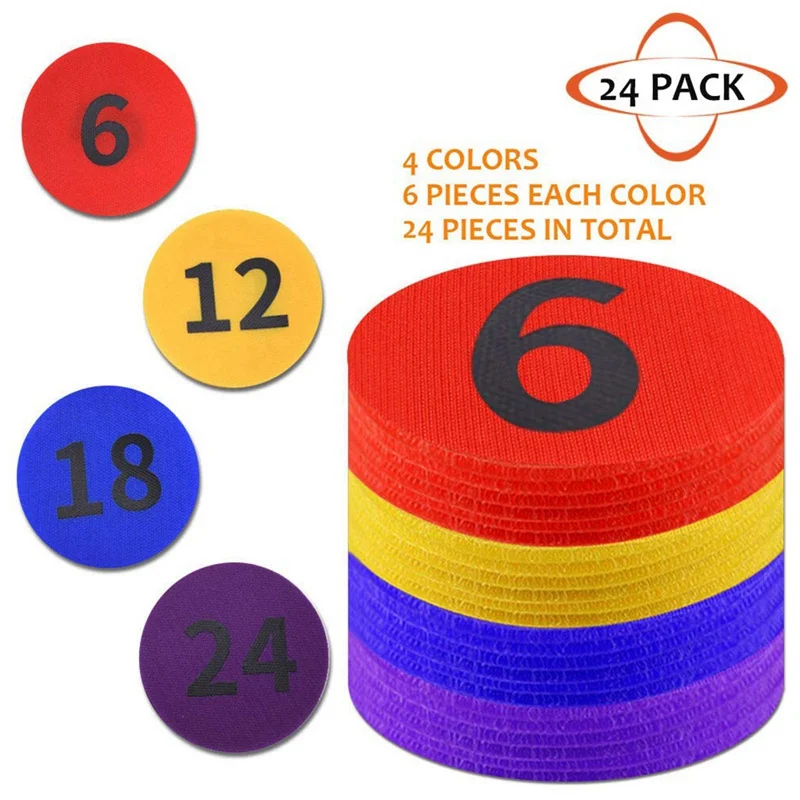 24PCS 4Inch Carpet Sign Markers Sitting Dots Floor Spots With Numbers For Classroom Preschool Kindergarten Elementary Teachers - Цвет: A