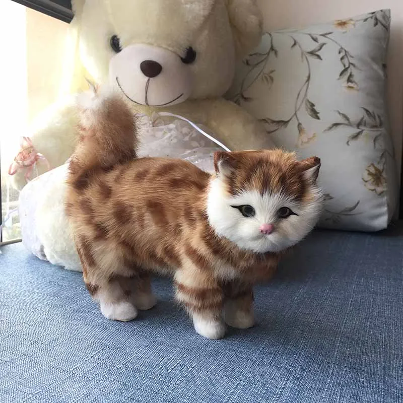 Stuffed& plush animals cats doll Children's gift Fur animals stuffed animals Home decoration Children's educational toys - Цвет: D
