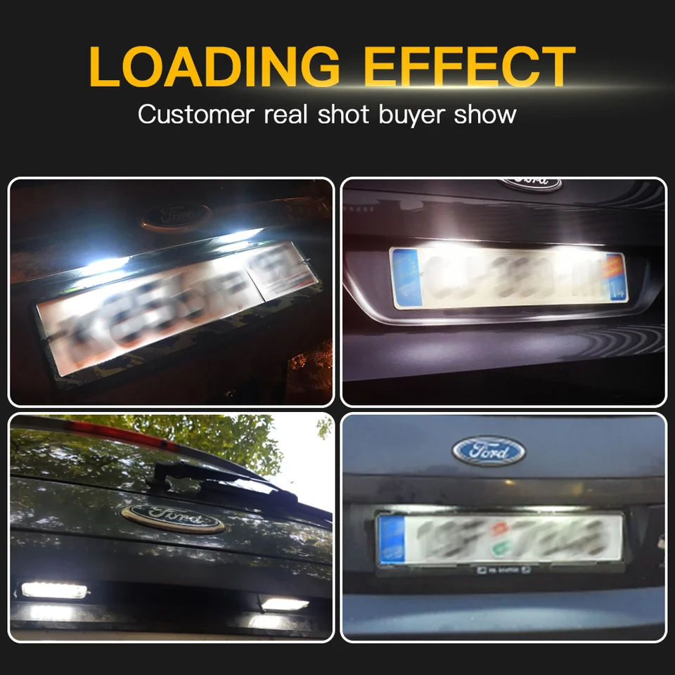 ISincer License Plate Dynamic LED Lights 2014-2019 Fiesta ST