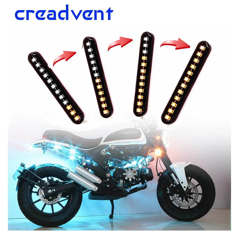 2 Pcs Flowing Water Flicker Led Motorcycle License Plate Light Scooter