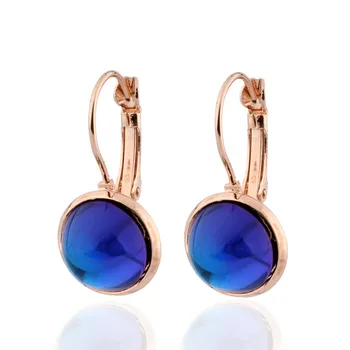 

Irina New Design Colorful Round 585 Rose Gold Earrings For Women's Wedding Party Charm Fashion Personality pop Earrings Jewelry