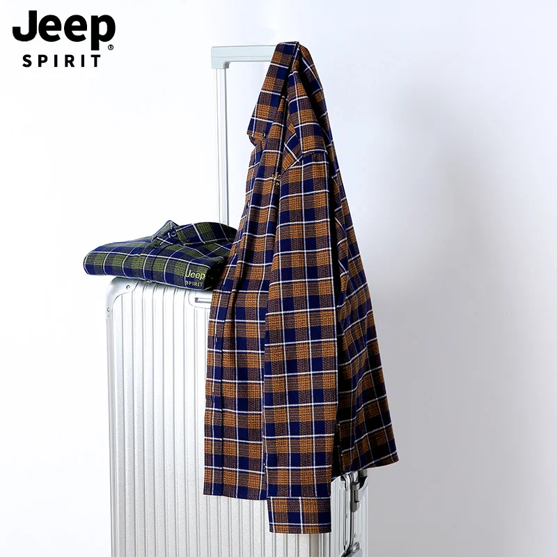 JEEP SPIRIT известный бренд мужские рубашки с длинным рукавом мужская клетчатая рубашка плюс размер M-4XL повседневные хлопковые мужские рубашки