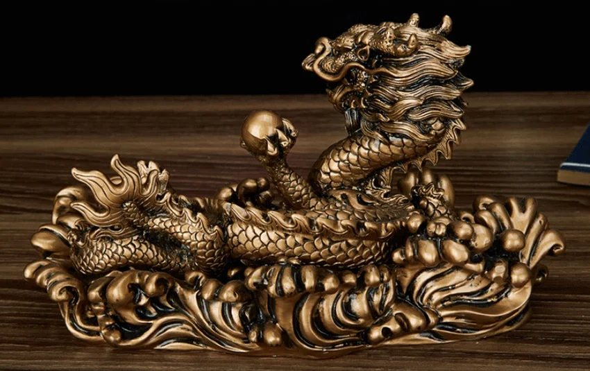 God Beast Статуя Дракона, скульптура в стиле современного искусства в китайском стиле, статуя панлонг из смолы, украшения для дома и офиса длиной 25 см