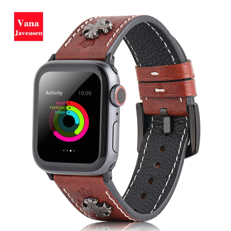 Vana Javeasen ретро кожаный ремешок для наручных часов для Apple Watch Series 4/3/2/1 Часы с крестом ремни для наручных часов iwatch 38 мм/40 мм/42 мм/44 мм Reloj