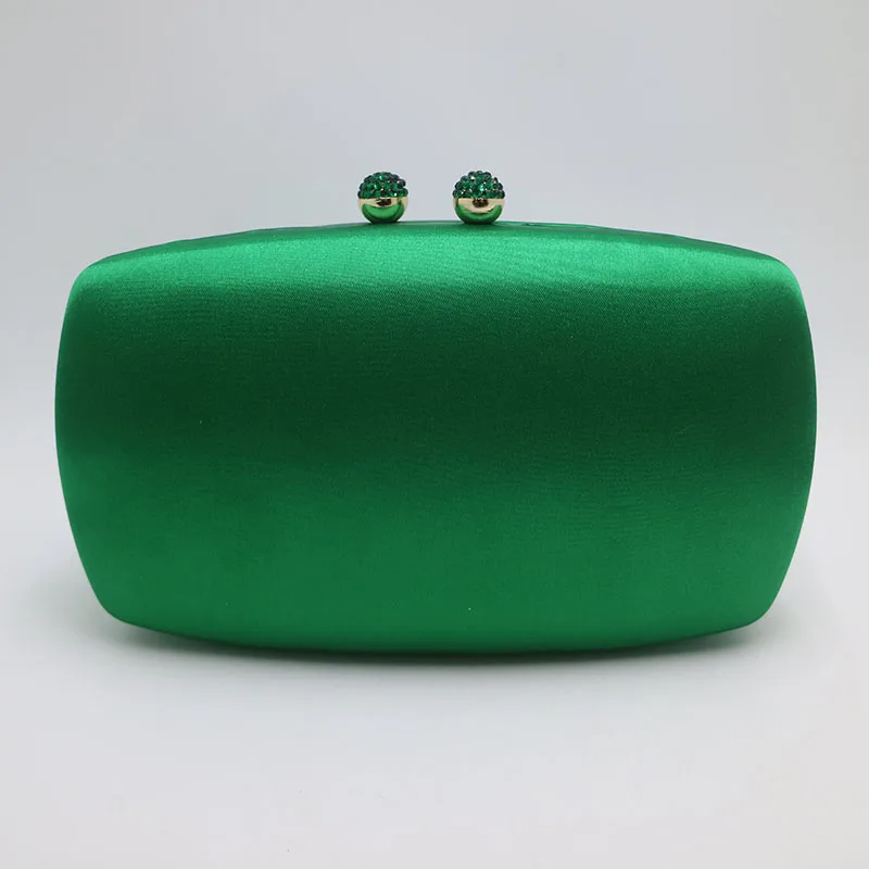 Elegant Hard Box Clutch Silk Satin Dark Green Evening Bags for Matching Shoes and Womens Wedding Prom Evening Party 