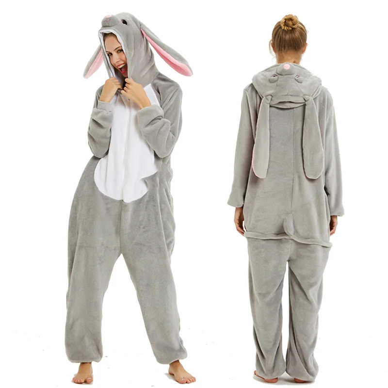 Kigurumi Кролик взрослых Единорог пижамы животных пижамы для женщин мужчин Onesie анимэ Косплей костюмы зимние пижамы костюм комбинезоны