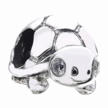

New 925 Sterling Silver Bead Charm Bright-eyed Turtle Heart Sits On Each Foot Sole Beads Fit Bracelet Bangle Diy Jewelry