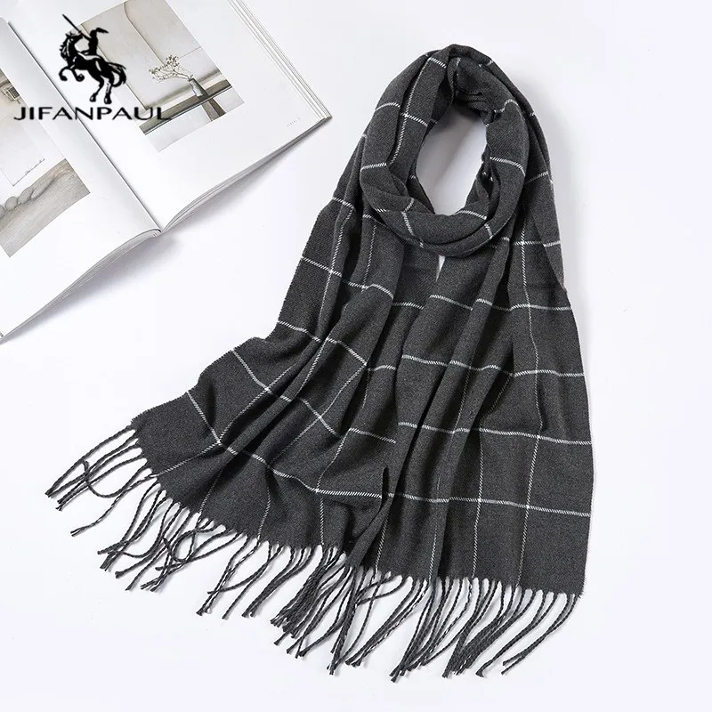 

JIFANPAUL New scarf 2020 autumn and winter fashion new British men's imitation cashmere scarf warm tassel plaid shawl men