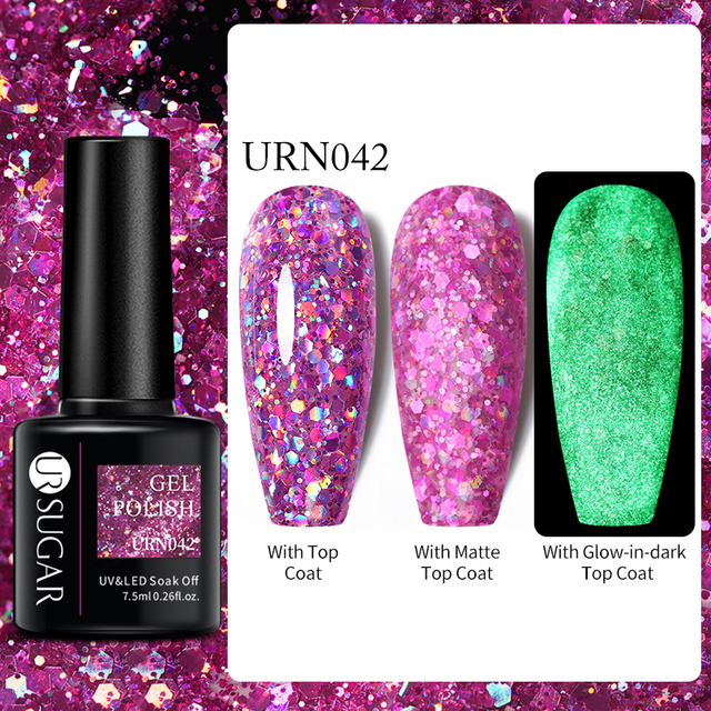 SUGAR Luminous Gel Top Coat Semi Permanent Glow In Dark Fluorescent Soak Off UV LED Color Gel Nail Varnish Nails for Manicure